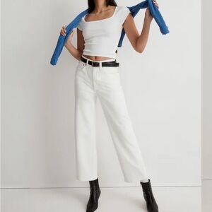 Madewell white wide leg crop jeans petite 31